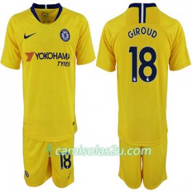 Camisolas de Futebol Chelsea Olivier Giroud 18 Criança Equipamento Alternativa 2018/19 Manga Curta